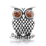 20MM Brown Crystal Rhinestone Owl flower design Rhinestone enamel Metal snap button charms