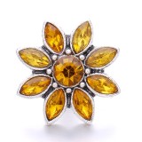 20MM yellow design Rhinestone enamel Metal snap button charms