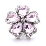 20MM pink design Rhinestone enamel Metal snap button charms
