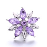 20MM purple design Rhinestone enamel Metal snap button charms