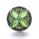 20MM green design Rhinestone enamel Metal snap button charms