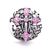20MM pink design Rhinestone enamel Metal snap button charms