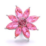 20MM pink design Rhinestone enamel Metal snap button charms