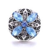 20MM blue design Rhinestone enamel Metal snap button charms