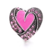 20MM pink design Rhinestone enamel Metal snap button charms