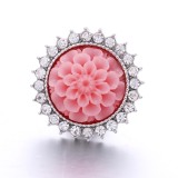 20MM pink design Rhinestone enamel Metal snap button charms