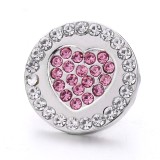 20MM pink design Rhinestone enamel Metal snap button charms