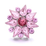 20MM pink design Rhinestone enamel Metal snap button charms