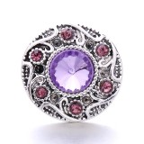 20MM purple design Rhinestone enamel Metal snap button charms