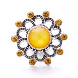 20MM yellow design Rhinestone enamel Metal snap button charms