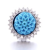 20MM blue design Rhinestone enamel Metal snap button charms
