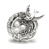 20MM white red design Rhinestone enamel Metal snap button charms