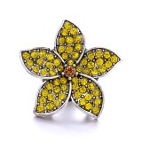 20MM yellow design Rhinestone enamel Metal snap button charms