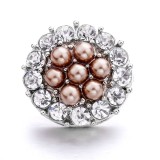 20MM white red design Rhinestone enamel Metal snap button charms