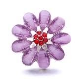 20MM purple design Rhinestone enamel Metal snap button charms