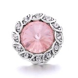 20MM pink design Rhinestone enamel Metal snap button charms
