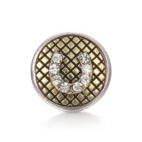 20MM yellow design Rhinestone enamel Metal snap button charms
