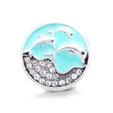 20MM blue design Rhinestone enamel Metal snap button charms