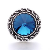 20MM blue design Rhinestone enamel Metal snap button charms