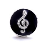 20MM black design Rhinestone enamel Metal  snap button charms