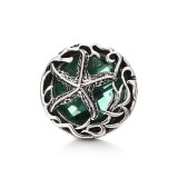 20MM green design Rhinestone enamel Metal snap button charms