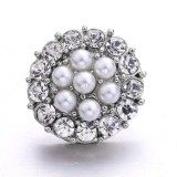 20MM white red design Rhinestone enamel Metal snap button charms