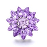 20MM purple design Rhinestone enamel Metal snap button charms