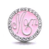 20MM pink design Rhinestone enamel Metal snap button charms