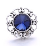 20MM blue design Rhinestone enamel Metal snap button charms