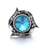 20MM blue design Rhinestone enamel Metal snap button charms