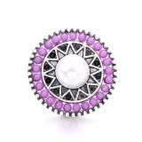 20MM white red design Rhinestone enamel Metal snap button charms