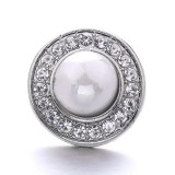 20MM white red design Rhinestone enamel Metal snap button charms