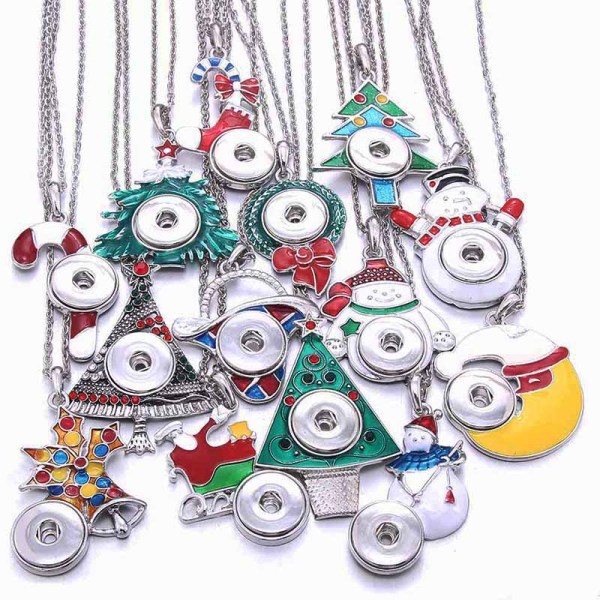 Christmas Metal Pendant 60CM Necklace for 20mm Snaps button jewelry wholesale