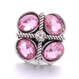 20MM pink design Rhinestone enamel Metal snap button charms