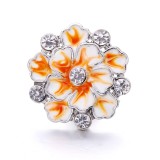 20MM yellow design Rhinestone enamel Metal snap button charms