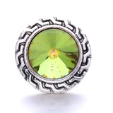 20MM green design Rhinestone enamel Metal snap button charms