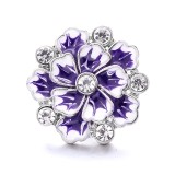 20MM purple design Rhinestone enamel Metal snap button charms