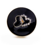 20MM black design Rhinestone enamel Metal  snap button charms
