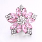 20MM pink design Rhinestone enamel Metal snap button charms