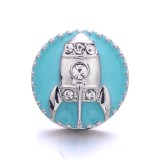 20MM blue design Rhinestone enamel Metal snap button charms