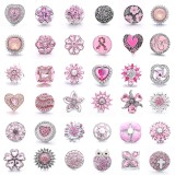 20MM pink design Rhinestone enamel Metal snap button charms