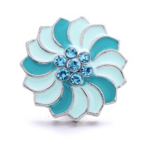 20MM blue design Rhinestone enamel Metal snap button charms