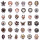 20MM Brown Crystal Rhinestone Owl flower design Rhinestone enamel Metal snap button charms