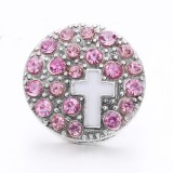 20MM pink design Rhinestone enamel Metal snap button charms