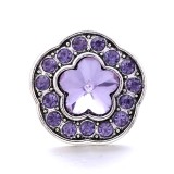20MM purple design Rhinestone enamel Metal snap button charms