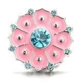 20MM pink design Rhinestone enamel Metal snap button charms