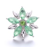 20MM green design Rhinestone enamel Metal snap button charms