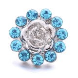 20MM blue design Rhinestone enamel Metal snap button charms