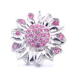 20MM pink design Rhinestone enamel Metal snap button charms