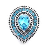 20MM blue design Rhinestone enamel Metal snap button charms